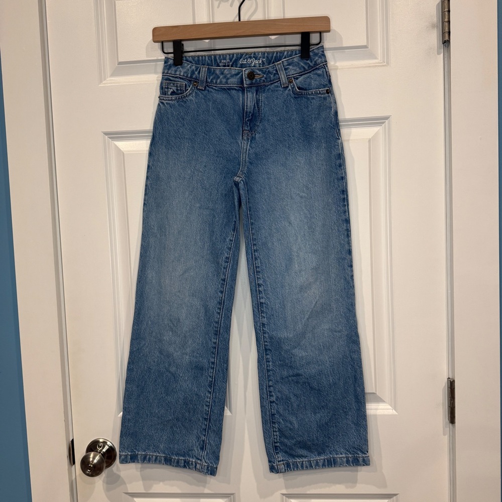 Cat & Jack Girls Wide Leg Jeans Medium Wash Denim Size 10